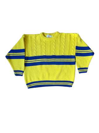 Pull bicolore bleu et jaune - 6 ans