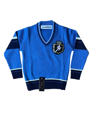 JO 2024 capsule - 70s blue V-neck sweater - 12/18 months
