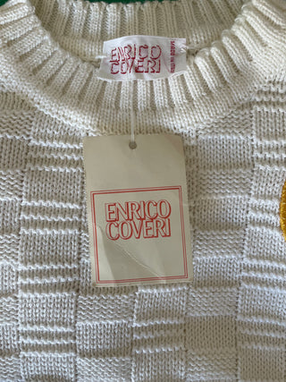 New white sweater with colored circles - 8/9 years
