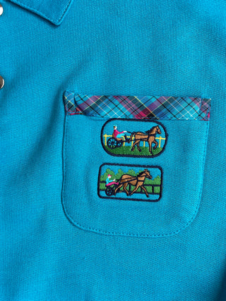 Sweatshirt à col boutonné turquoise - 10 ans
