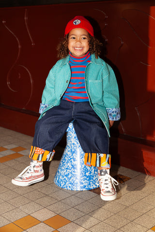Col roulé rayé Bleu et Rouge
