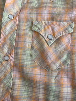 Orange gingham top buttoned in the back