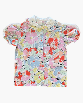 Chemise Alberti à fleurs et col ajouré - 3 ans