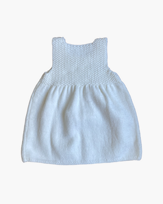 Robe blanche en laine tricoté main - 12 mois