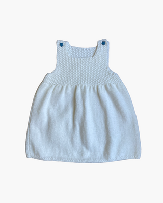 White hand-knitted wool dress - 12 months