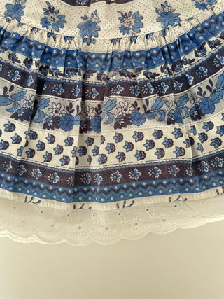 Blue Provençal print skirt with English embroidery - 18 months